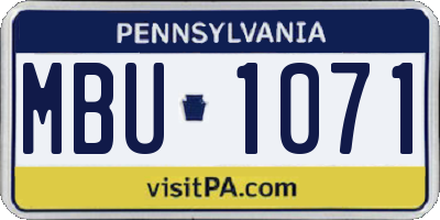 PA license plate MBU1071