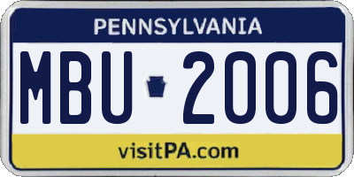 PA license plate MBU2006