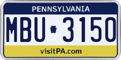 PA license plate MBU3150