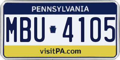 PA license plate MBU4105