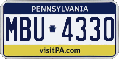 PA license plate MBU4330