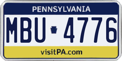 PA license plate MBU4776