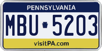 PA license plate MBU5203