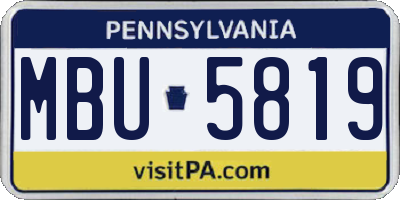 PA license plate MBU5819