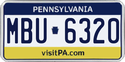 PA license plate MBU6320