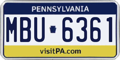 PA license plate MBU6361