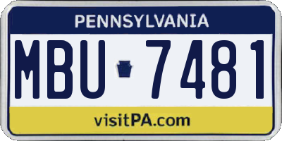 PA license plate MBU7481