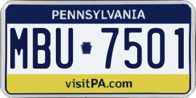 PA license plate MBU7501