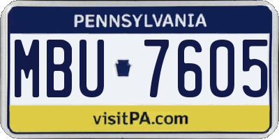 PA license plate MBU7605