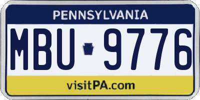 PA license plate MBU9776