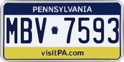 PA license plate MBV7593