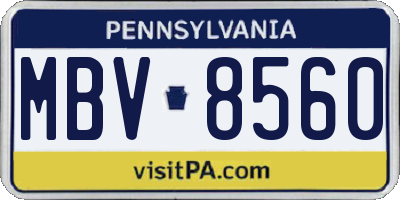 PA license plate MBV8560