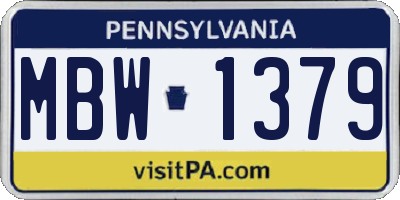 PA license plate MBW1379