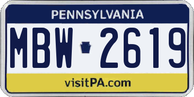 PA license plate MBW2619