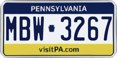 PA license plate MBW3267