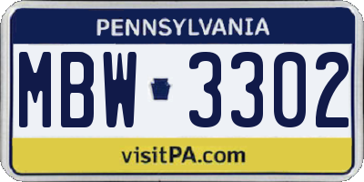 PA license plate MBW3302