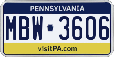 PA license plate MBW3606