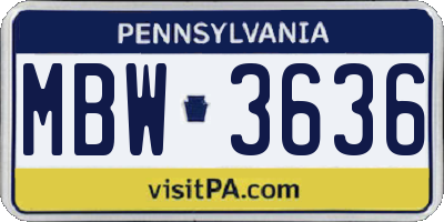 PA license plate MBW3636