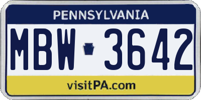 PA license plate MBW3642