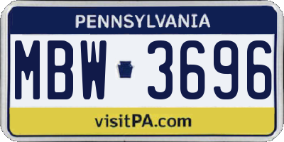 PA license plate MBW3696