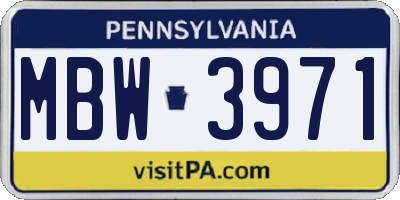 PA license plate MBW3971