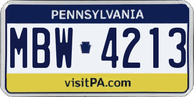 PA license plate MBW4213
