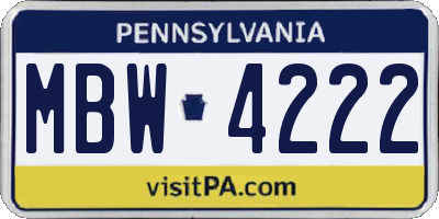 PA license plate MBW4222