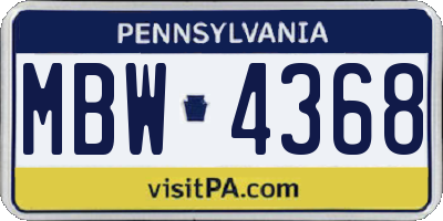 PA license plate MBW4368