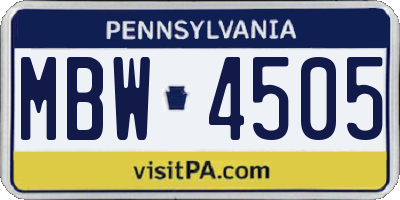 PA license plate MBW4505