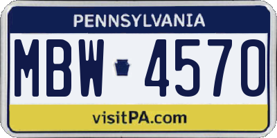 PA license plate MBW4570