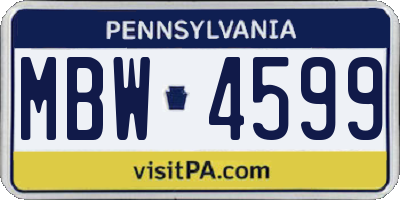 PA license plate MBW4599