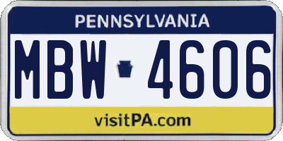 PA license plate MBW4606