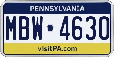 PA license plate MBW4630