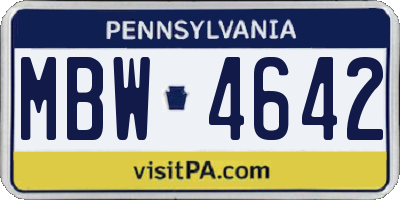 PA license plate MBW4642
