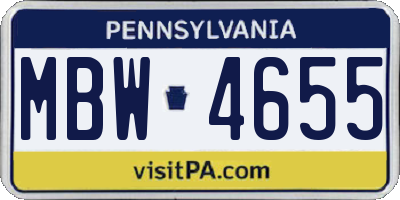 PA license plate MBW4655
