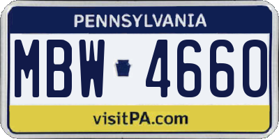 PA license plate MBW4660