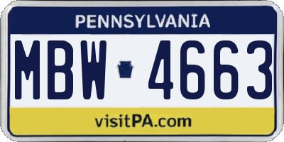 PA license plate MBW4663
