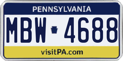 PA license plate MBW4688
