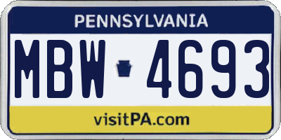 PA license plate MBW4693