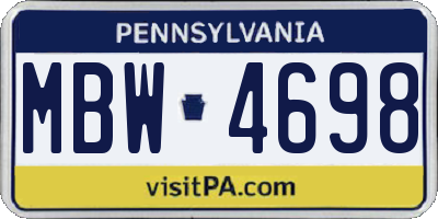 PA license plate MBW4698