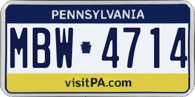 PA license plate MBW4714
