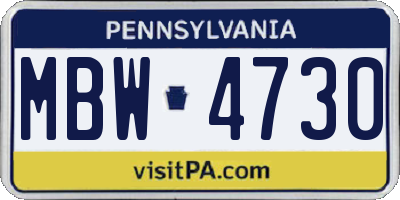 PA license plate MBW4730