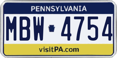 PA license plate MBW4754