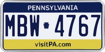 PA license plate MBW4767