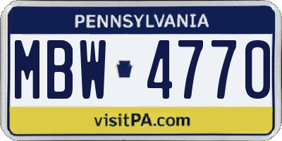 PA license plate MBW4770