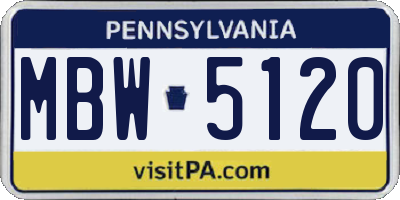 PA license plate MBW5120
