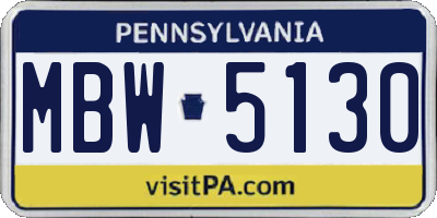 PA license plate MBW5130