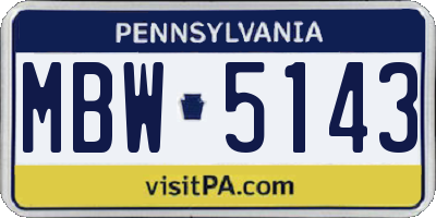 PA license plate MBW5143