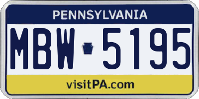 PA license plate MBW5195