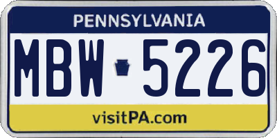 PA license plate MBW5226